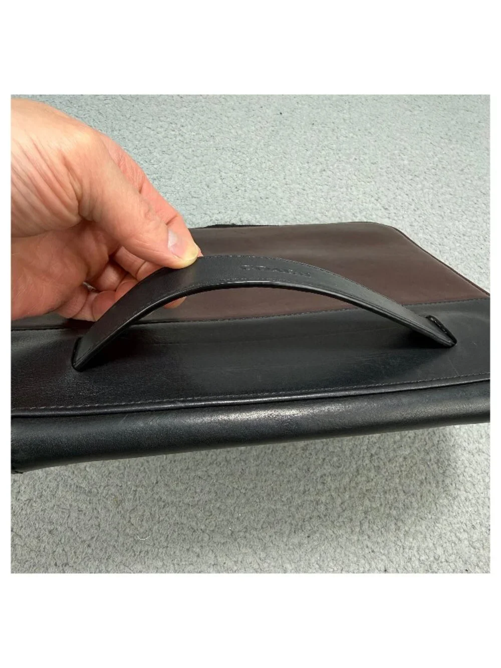 Coach Portfolio Organizer Brown Black Bi-Fold Zip Around Leather Planner Vintage